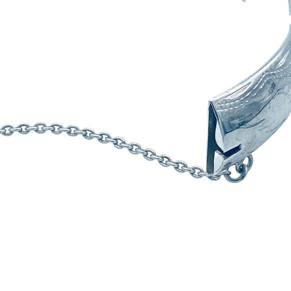 Vintage 925 Sterling Silver Etched Hinged Round Bangle Bracelet Thai 21g - Picture 7 of 10